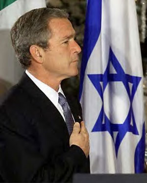 George W Bush with Israeli Flag