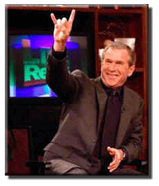 Bush giving a well-known sign