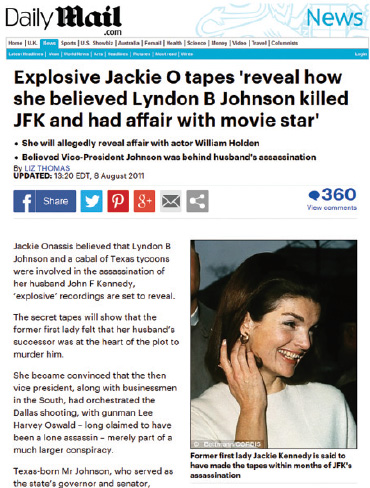 Jackie Kennedy believed LBJ was behind her husbands murder