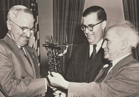 Harry Truman is all smiles when David Ben-Gurion presents him a gift