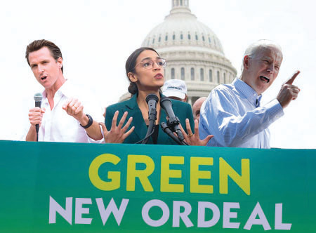 Green New Ordeal Partners Gavin Newsom, Alexandria Ocasio-Cortez, Joe Biden