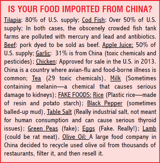 Food imported from China